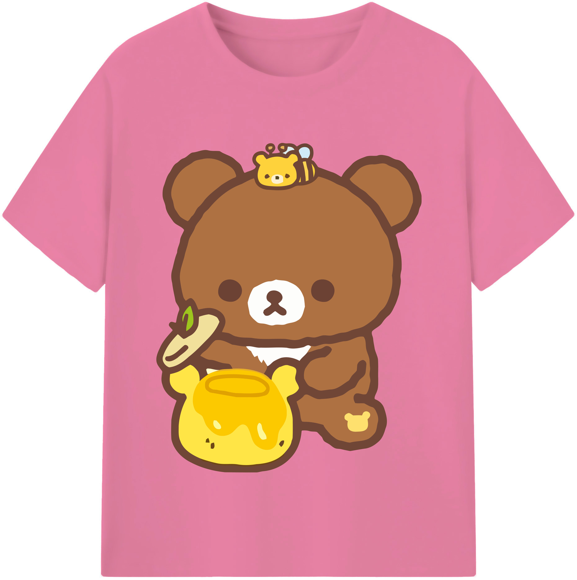 （画像用） リラックマ リラックマ キイロイトリ Rilakkuma Korilakkuma Kiiroitori 綿100％半袖Tシャツ（フロントプリント）